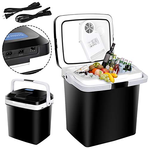 SUPER DEAL Pro 28 Qt Portable Ice Cooler and Warmer Electric Ice Chest Mini Thermoelectric Dual Cooling Warming Plug in Car Refrigerator for Camping Fishing Work Beach Picnic